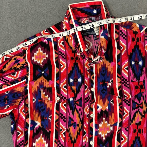 Vintage 90s Wrangler Aztec Southwest Long Sleeve Button Down Shirt Mens 17-36 - Picture 7 of 7
